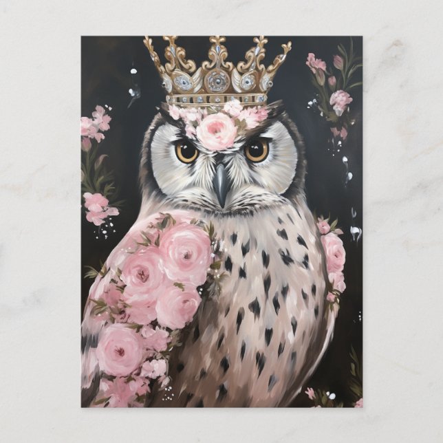 Schneeschale mit goldener Krone und rosa Blume Postkarte (Vorderseite)