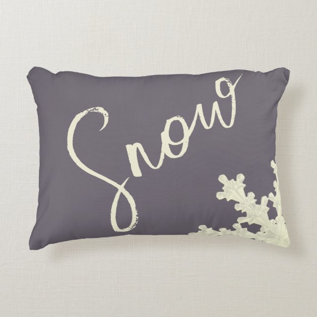 Schneeschrift lila grau, Buttercreme elegante Wind Dekokissen (Vorderseite)
