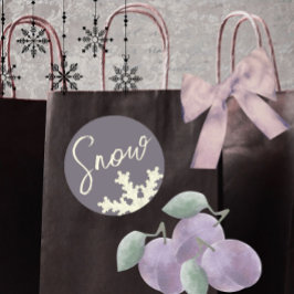 Schneeschrift lila, graue Buttercreme Runder Aufkleber