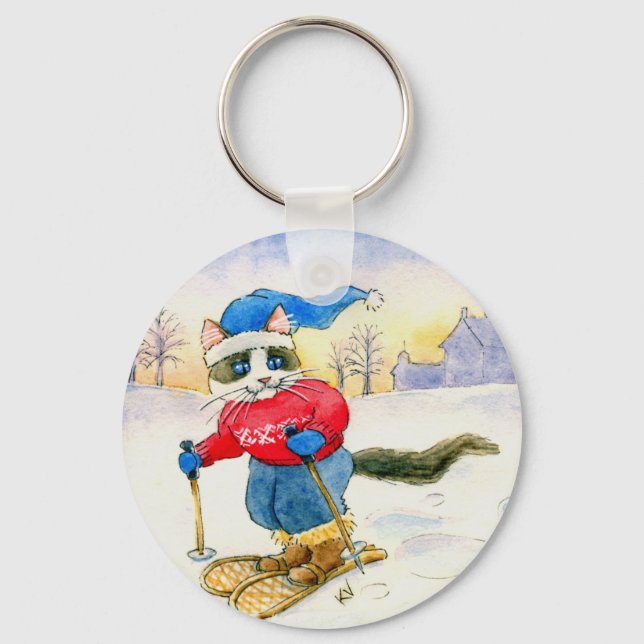 Schneeschuh-Katzenkätzchen-Schlüsselanhänger Schlüsselanhänger (Vorderseite)