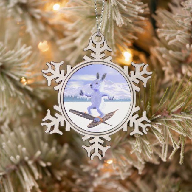 Schneeschuh Schneeflocken Zinn-Ornament (Baum)