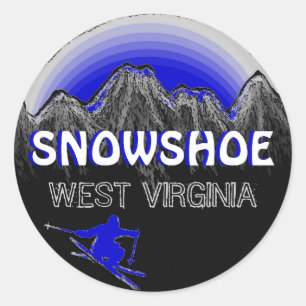 Schneeschuh West Virginia blaue Skitouren Runder Aufkleber