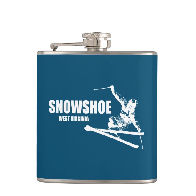 Schneeschuhberg West Virginia Skier Flachmann (Vorderseite)
