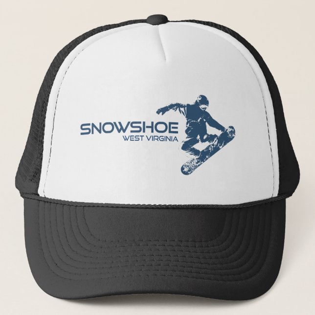Schneeschuhberg West Virginia Snowboarder Truckerkappe (Vorderseite)