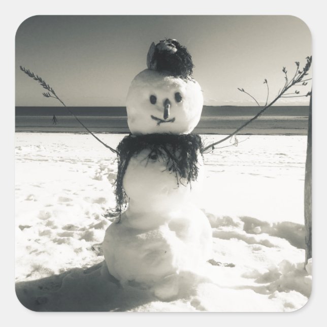 Schneeschuhfahrer Quadratischer Aufkleber (Vorderseite)