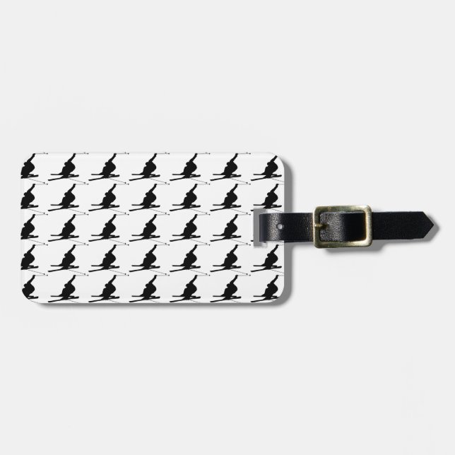 Schneeschuhfahrer-Silhouette Gepäckanhänger (Vorderseite horizontal)
