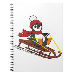 Schneeschuhlaufen Pinguin Niedliche Tiere Winter Notizblock