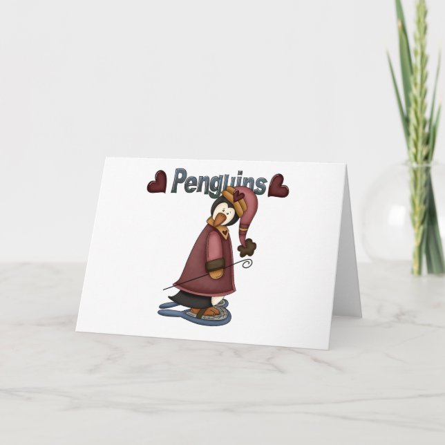 Schneeschuhpinguin-T - Shirt und -Geschenke Feiertagskarte (Vorderseite)