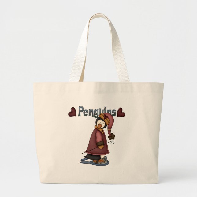Schneeschuhpinguin-T - Shirt und -Geschenke Jumbo Stoffbeutel (Vorne)