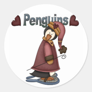Schneeschuhpinguin-T - Shirt und -Geschenke Runder Aufkleber