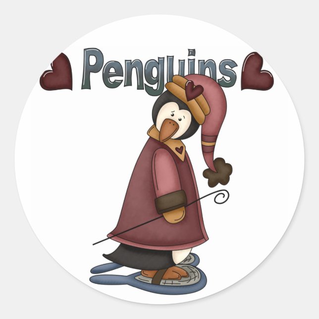 Schneeschuhpinguin-T - Shirt und -Geschenke Runder Aufkleber (Vorderseite)