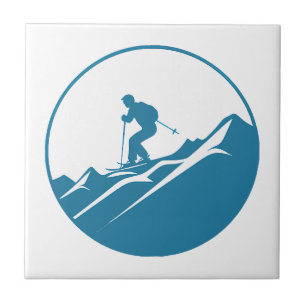 Schneeschuhwandern Rocky Mountains Blau und Wh Fliese