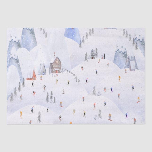 Schneeschuhwandern zu Weihnachten Schneeschuhwande Seidenpapier (Vorderseite)