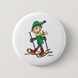 Schneeschuhwandernde Strichmännchen Button