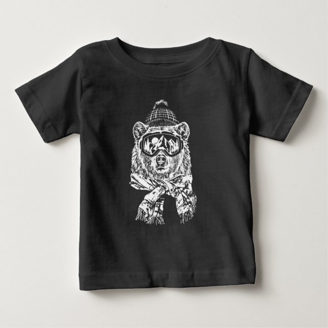 Schneeschuhwanderung Funny Ski Bear Winter Baby T-shirt (Vorderseite)