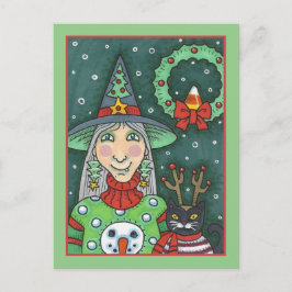 SCHNEESCHWÄTER, SCHWARZE CAT XMAS HALLOWEG FEIERTAGSPOSTKARTE