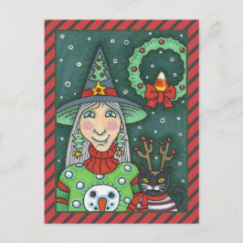 SCHNEESCHWÄTER, SCHWARZE CAT XMAS HALLOWEG FEIERTAGSPOSTKARTE