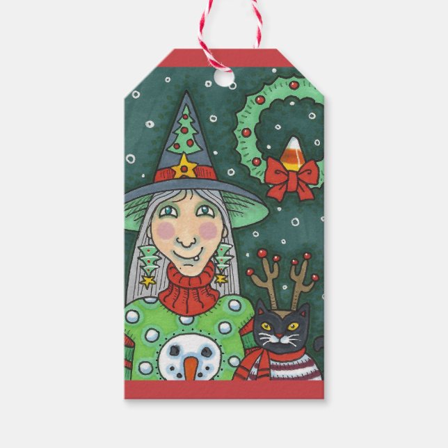 SCHNEESCHWÄTER, SCHWARZE CAT XMAS HALLOWEG GESCHENKANHÄNGER (Vorderseite)