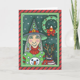 SCHNEESCHWÄTER, SCHWARZE CAT XMAS HALLOWEG KARTE