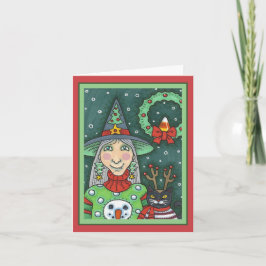 SCHNEESCHWÄTER, SCHWARZE CAT XMAS HALLOWEG KARTE