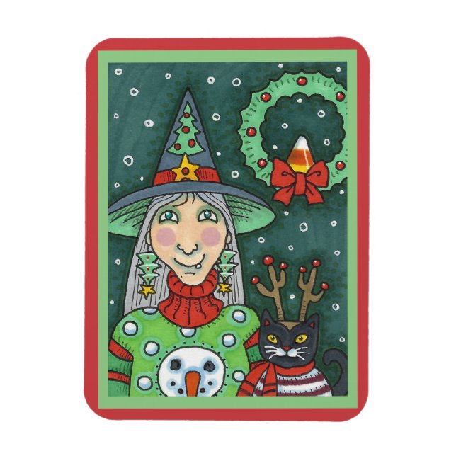 SCHNEESCHWÄTER, SCHWARZE CAT XMAS HALLOWEG MAGNET (Vertikal)