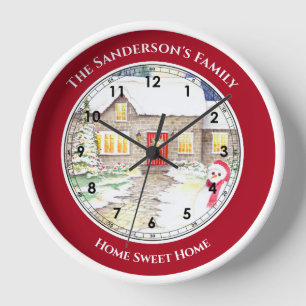 Schneesichere Hütte Wasserfarbe römische Zahlen Gr Uhr