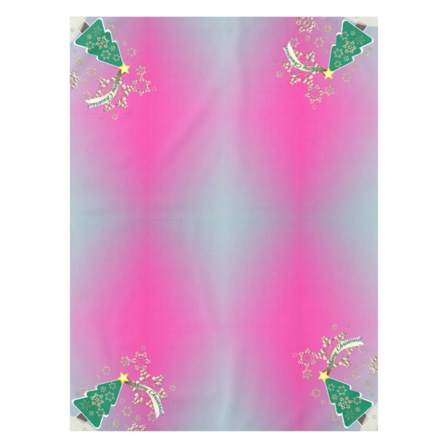 Schneesichere Lila Weihnachtsbaumszene Tischdecke (Vorderseite)