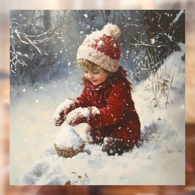 Schneespielen Fensteraufkleber (Blatt 2)