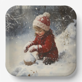 Schneespielen Pappteller