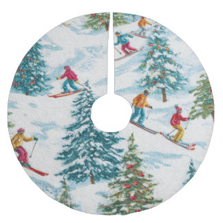 Schneesportler Polyester Weihnachtsbaumdecke