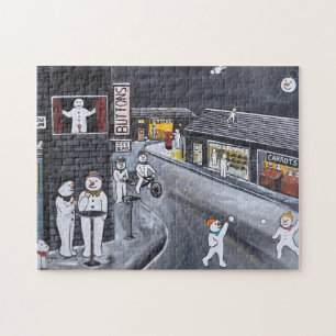 Schneestadt-Gemälde von Alfred Fox