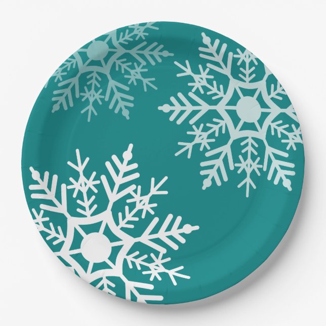 Schneestars - Weihnachten - Papierplatte Pappteller (Vorderseite)