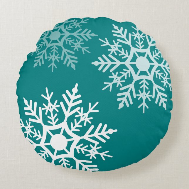 Schneestars - Weihnachten - Rundpolster Rundes Kissen (Vorderseite)