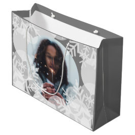 Schneestars - Weiß, Grau - Geschenktasche Große Geschenktüte