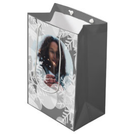 Schneestars - Weiß, Grau - Geschenktasche Mittlere Geschenktüte