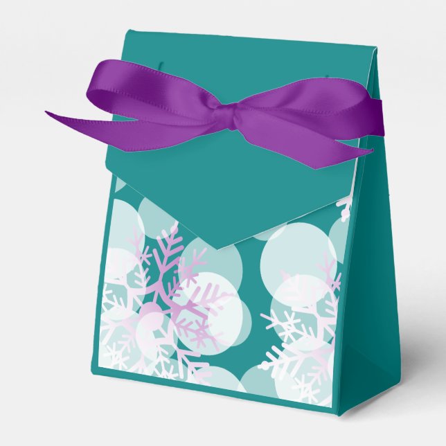 Schneestars - Weiß, Lila, Aquamarin - Beutel Geschenkschachtel (Vorderseite)