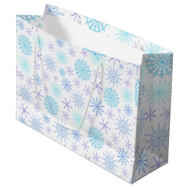 Schneesturm Große Geschenktüte (Vorderseite Schrägansicht)