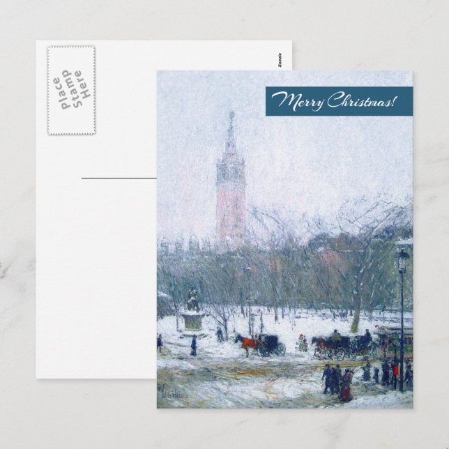 Schneesturm, Madison Square. Weihnachtspostkarte Feiertagspostkarte (Vorne/Hinten)