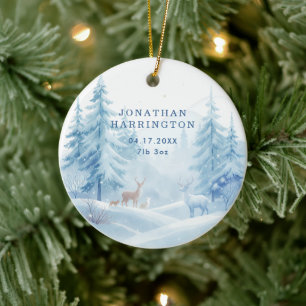 Schneeszene Erstes Weihnachtsbaby Foto Keramik Ornament