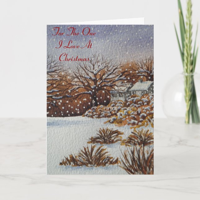 Schneeszene Hütten - Weihnachtszeit Feiertagskarte (Vorderseite)