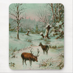 Schneeszene mit Hirschen Mousepad