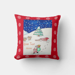 Schneeszene mit Santa und Schlitten zu Weihnachten Kissen