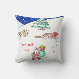 Schneeszene mit Santa und Schlitten zu Weihnachten Kissen