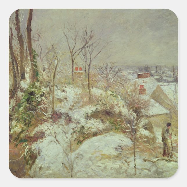 Schneeszene Quadratischer Aufkleber (Vorderseite)