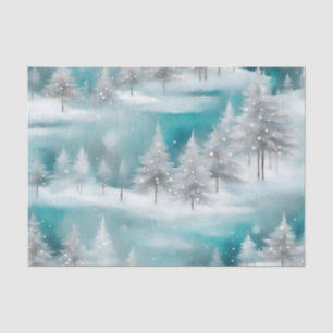 Schneeszene Winterwald Eisblau Weiße Weihnachten Seidenpapier
