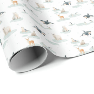 Schneetag - Arktische Tiere Winterkinderzimmer  Geschenkpapier