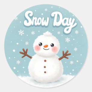 Schneetag-Winter-Schneemann-Klassischer-Rund-Aufkl Runder Aufkleber