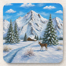Schneetal im Gebirge Getränkeuntersetzer