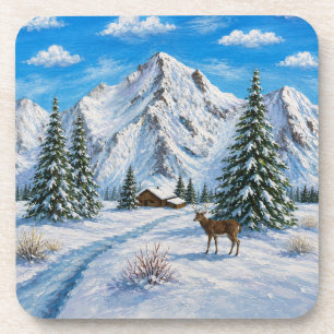 Schneetal im Gebirge Getränkeuntersetzer