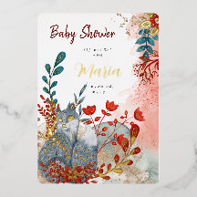 Schneetiere Füchse Blume für Babydusche Goldfolie